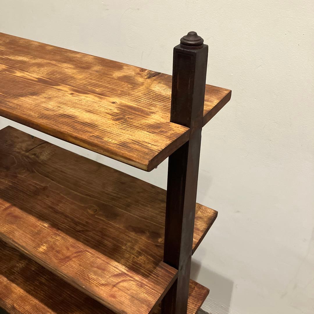 アンティーク木製3段シェルフ