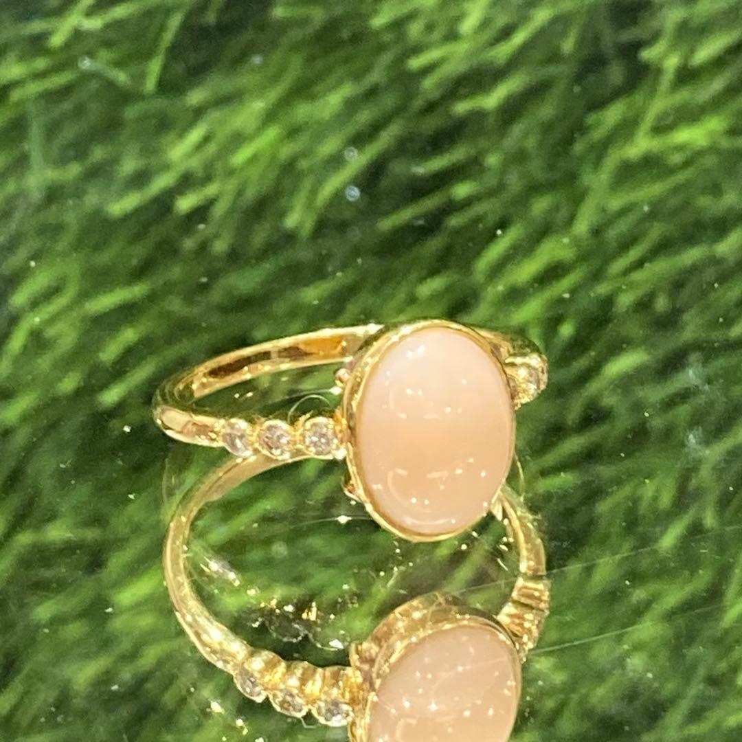 【新品未使用】K18 新海珊瑚　天然ダイヤモンド　リング