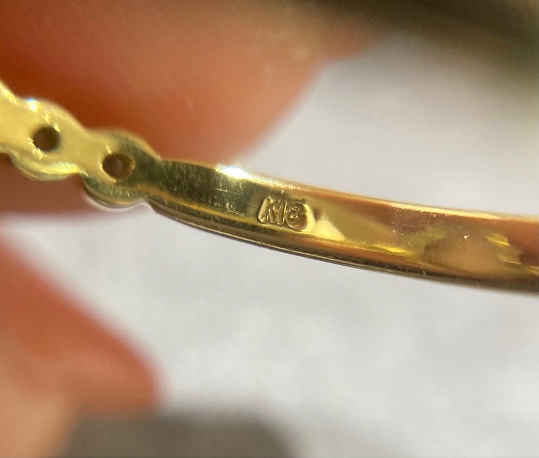 【新品未使用】K18 新海珊瑚　天然ダイヤモンド　リング