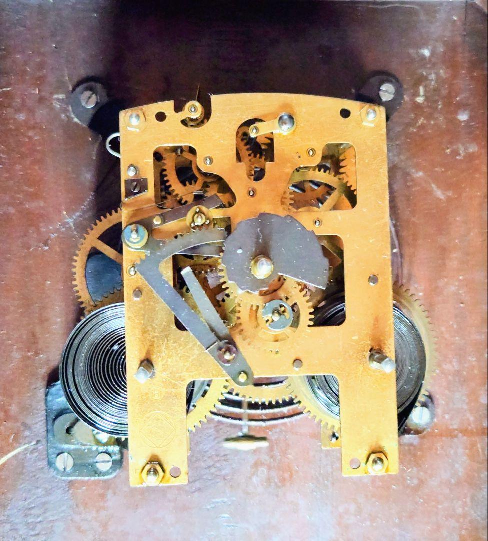 〈完動・美品〉精工舎　ステンドグラス調　スリゲル宮型ゼンマイ振り子時計