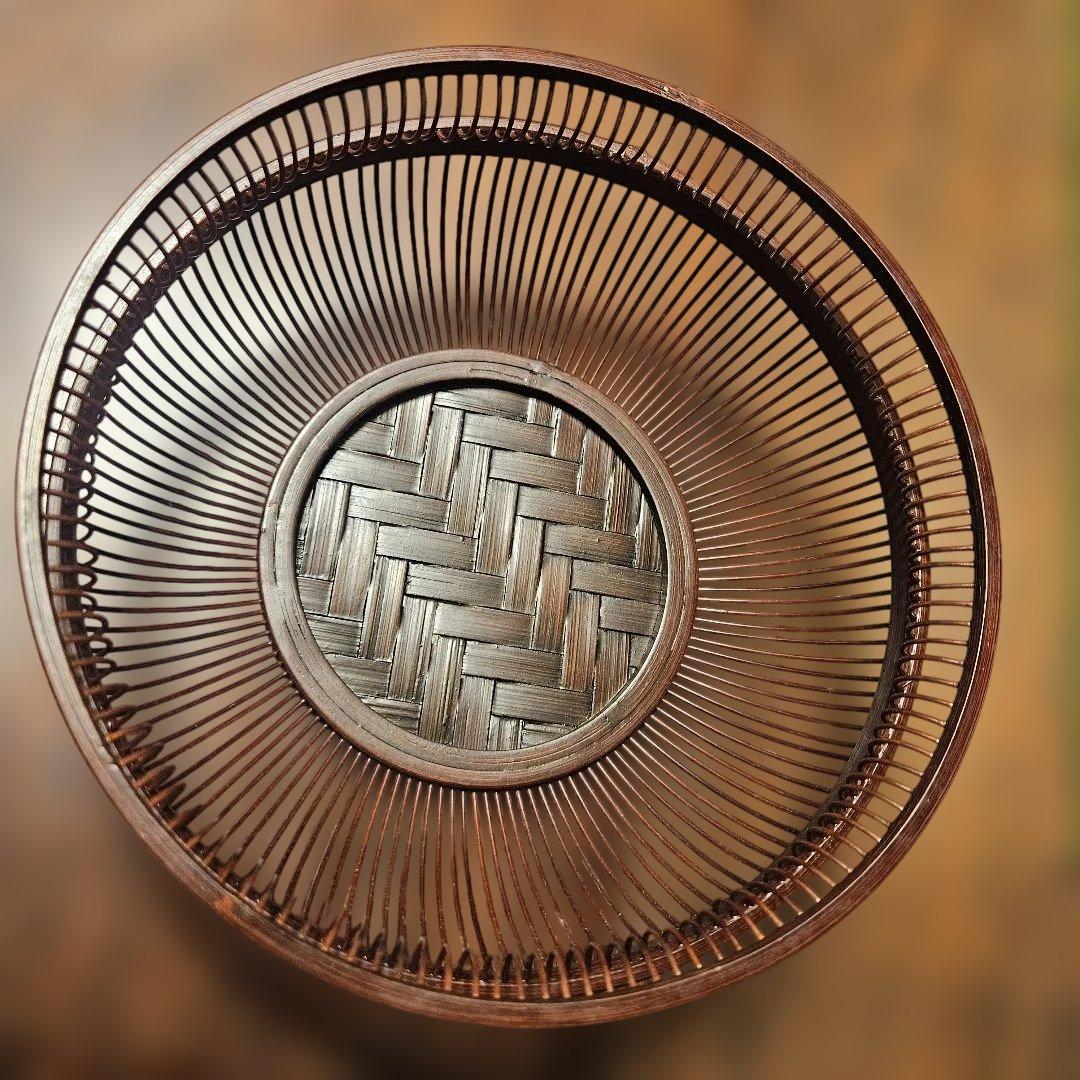 駿河　然林房　竹千筋細工　菓子器