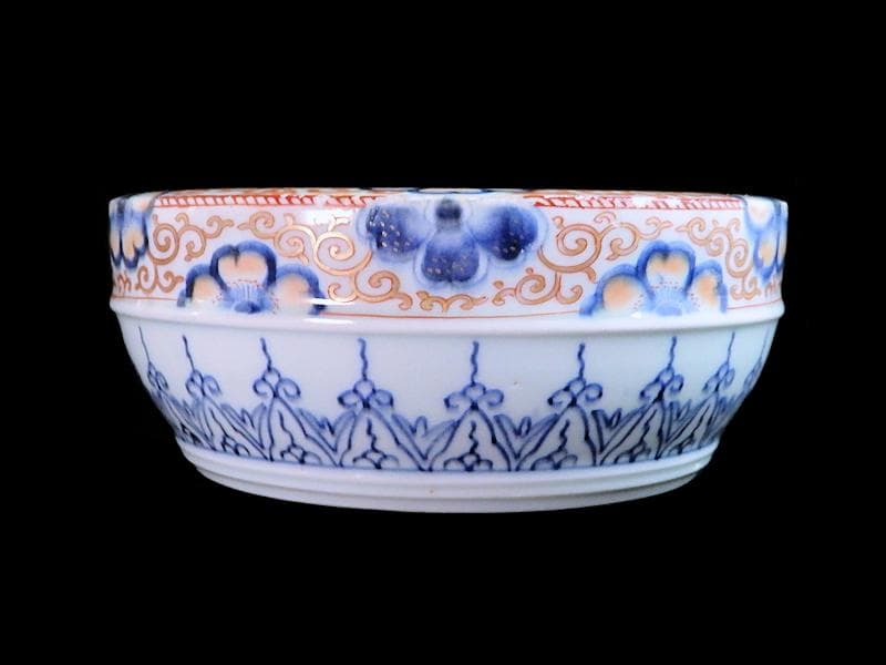 古伊万里　色絵 　桜花紋の図　大深鉢　E637AS-fbns