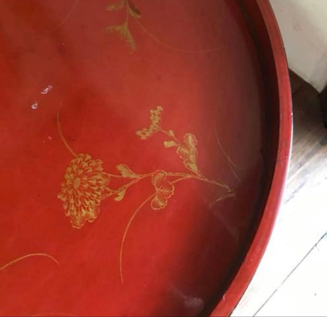 骨董　漆塗り　金彩　蒔絵　ちゃぶ台　飾り台　当時物　古道具　テーブル　脚取り外し