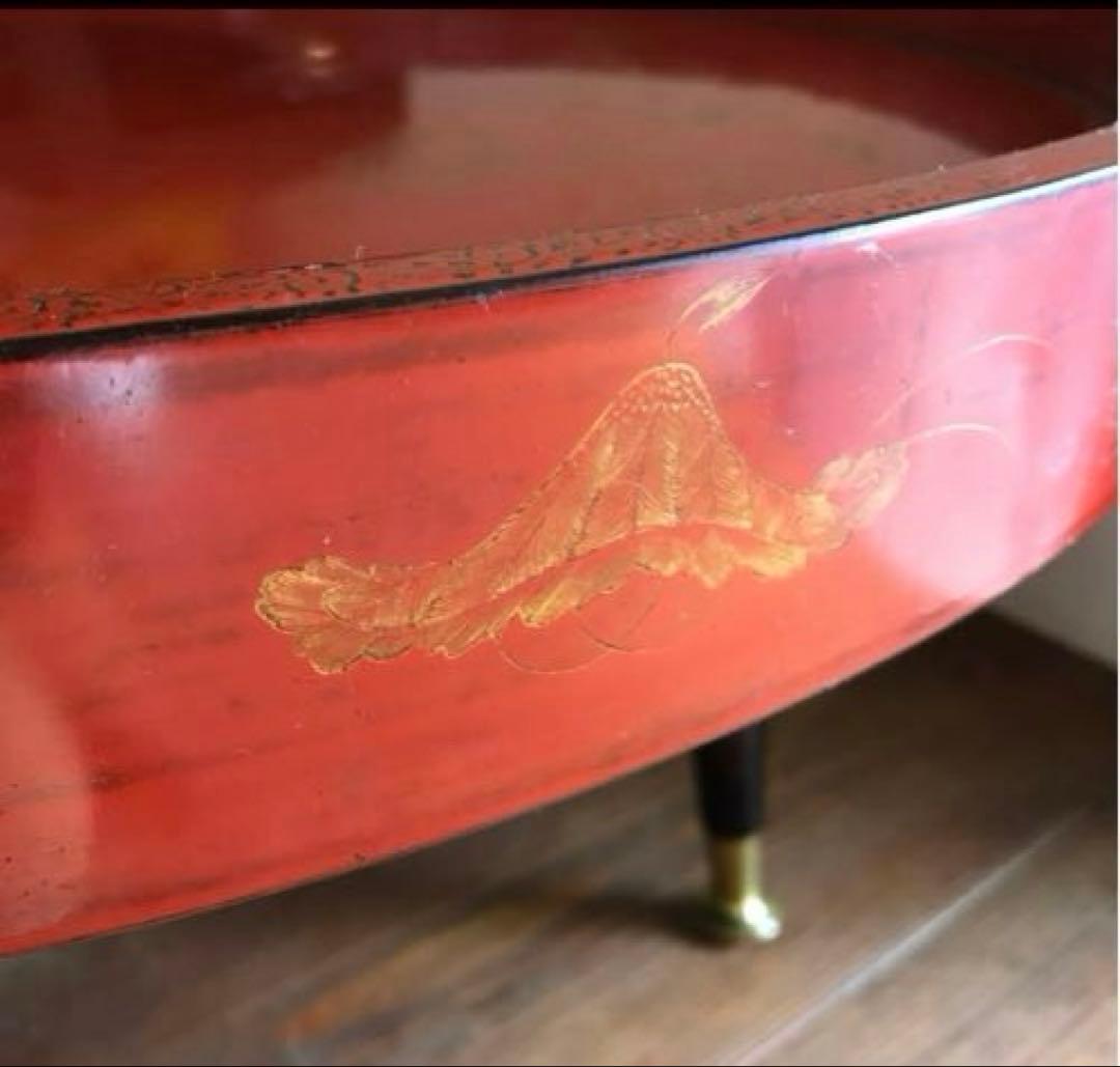 骨董　漆塗り　金彩　蒔絵　ちゃぶ台　飾り台　当時物　古道具　テーブル　脚取り外し