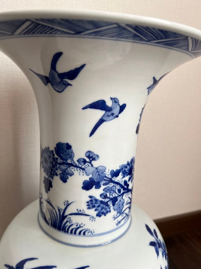 景徳鎮御窯 北京故宮博物院監製 限定複製品 青花牡丹紋瓶　認定書付