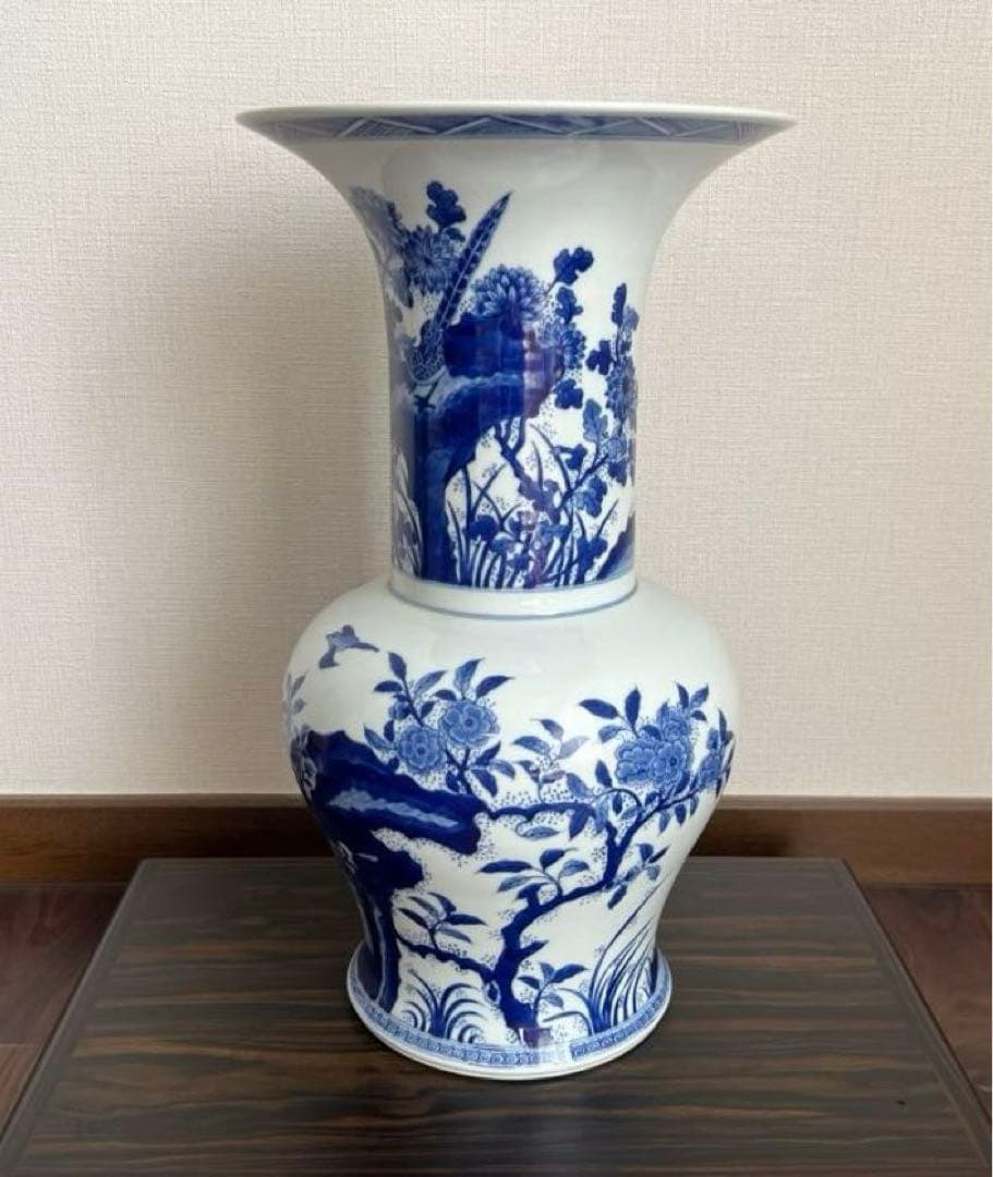 景徳鎮御窯 北京故宮博物院監製 限定複製品 青花牡丹紋瓶　認定書付