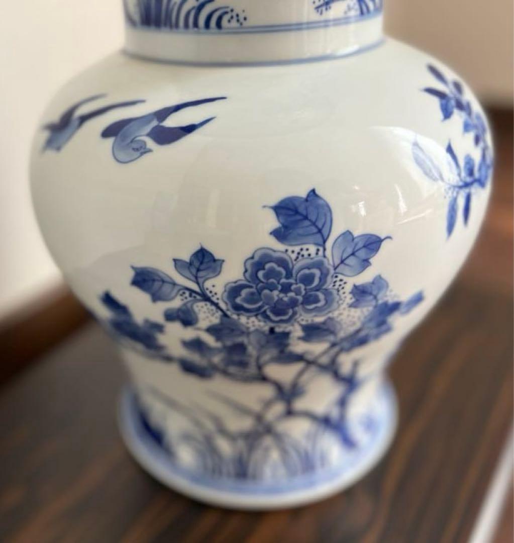 景徳鎮御窯 北京故宮博物院監製 限定複製品 青花牡丹紋瓶　認定書付