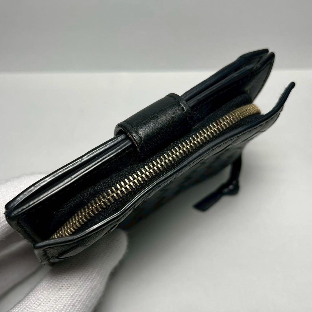 ボッテガヴェネタ 二つ折り財布 イントレチャート ラウンドファスナー ブラック