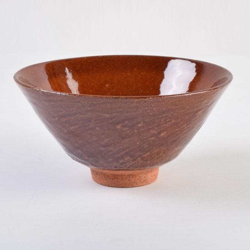 茶道具　大樋焼　大樋長左衛門　大樋年雄作　飴釉　茶碗　共布共箱　V　9136