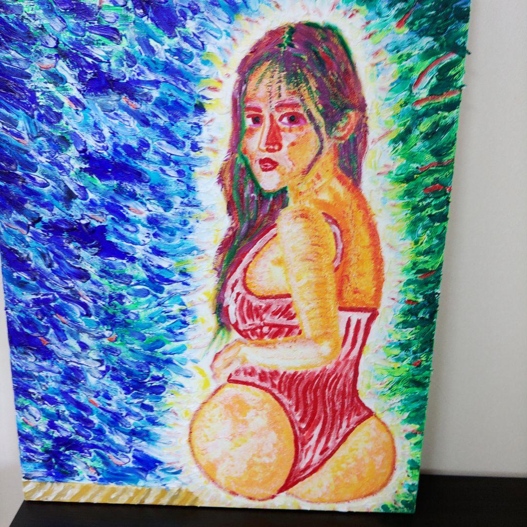アクリル絵画 水着の女性　一点もの　幻想的