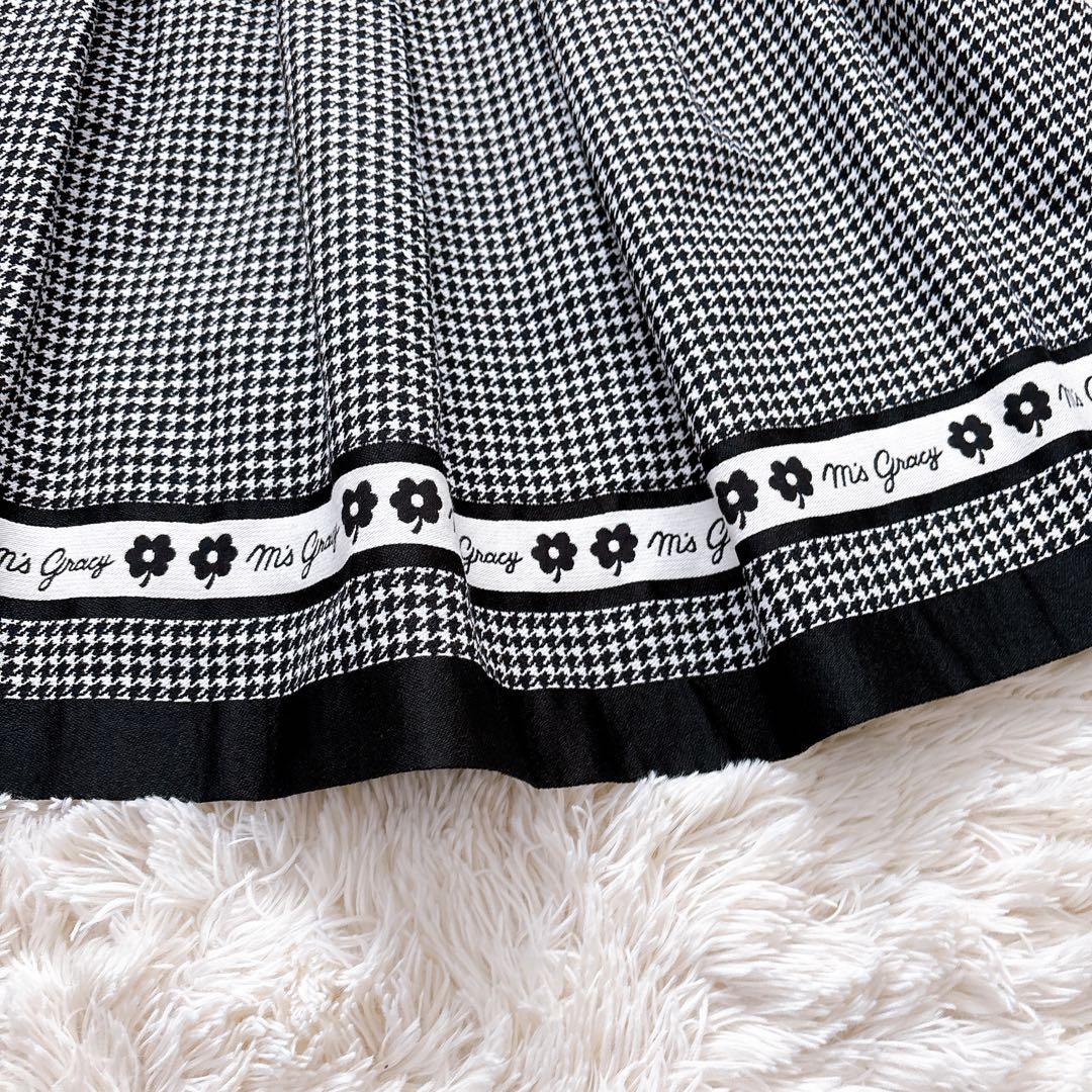 mi.n様エムズグレイシー 千鳥格子 ひざ丈スカート ロゴ 2023モデル M