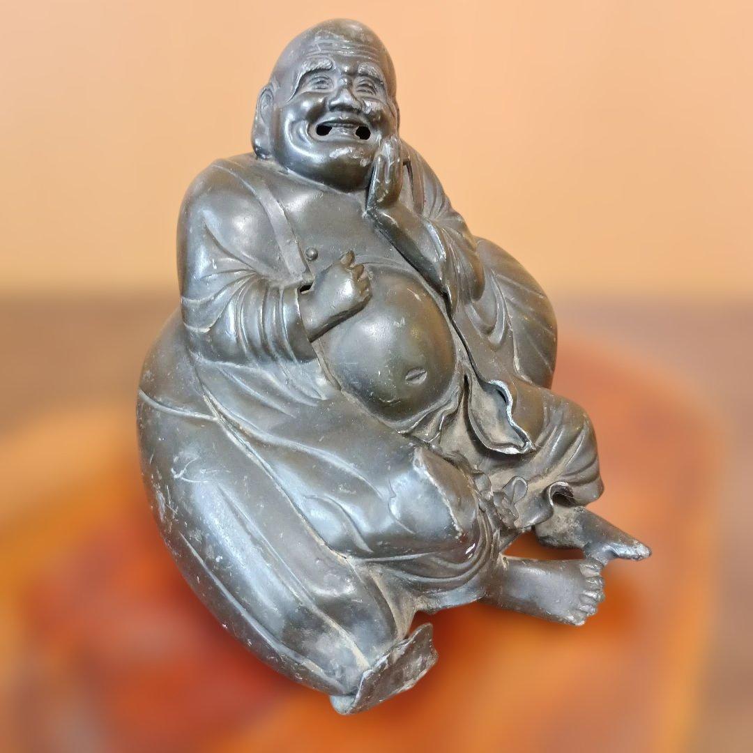 アンチモニー製　布袋尊の座像置物　七福神