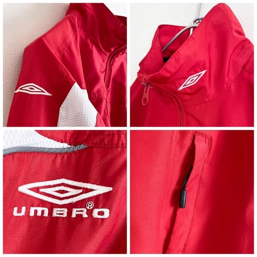 海外古着 アンブロ ブランドロゴ ジップアップ ジャケット ブルゾン 赤