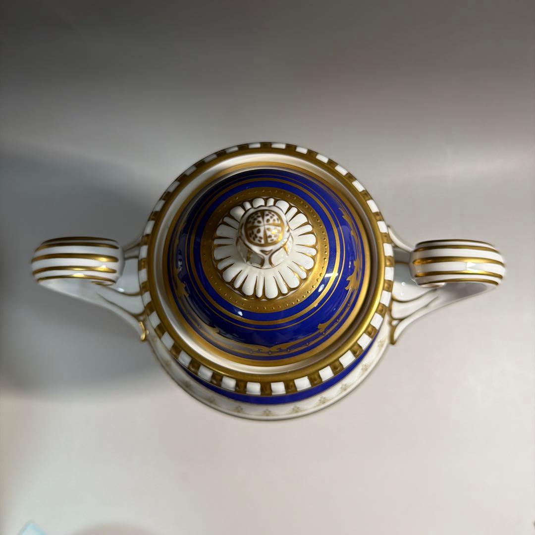 モ*モ様 ノリタケ 飾り壺 金彩 コバルトブルー ハンドペイント 風景