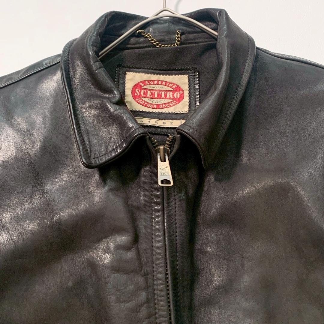 【本革】スチェットロ レザージャケット L ブラック イタリア製 ビッグサイズ