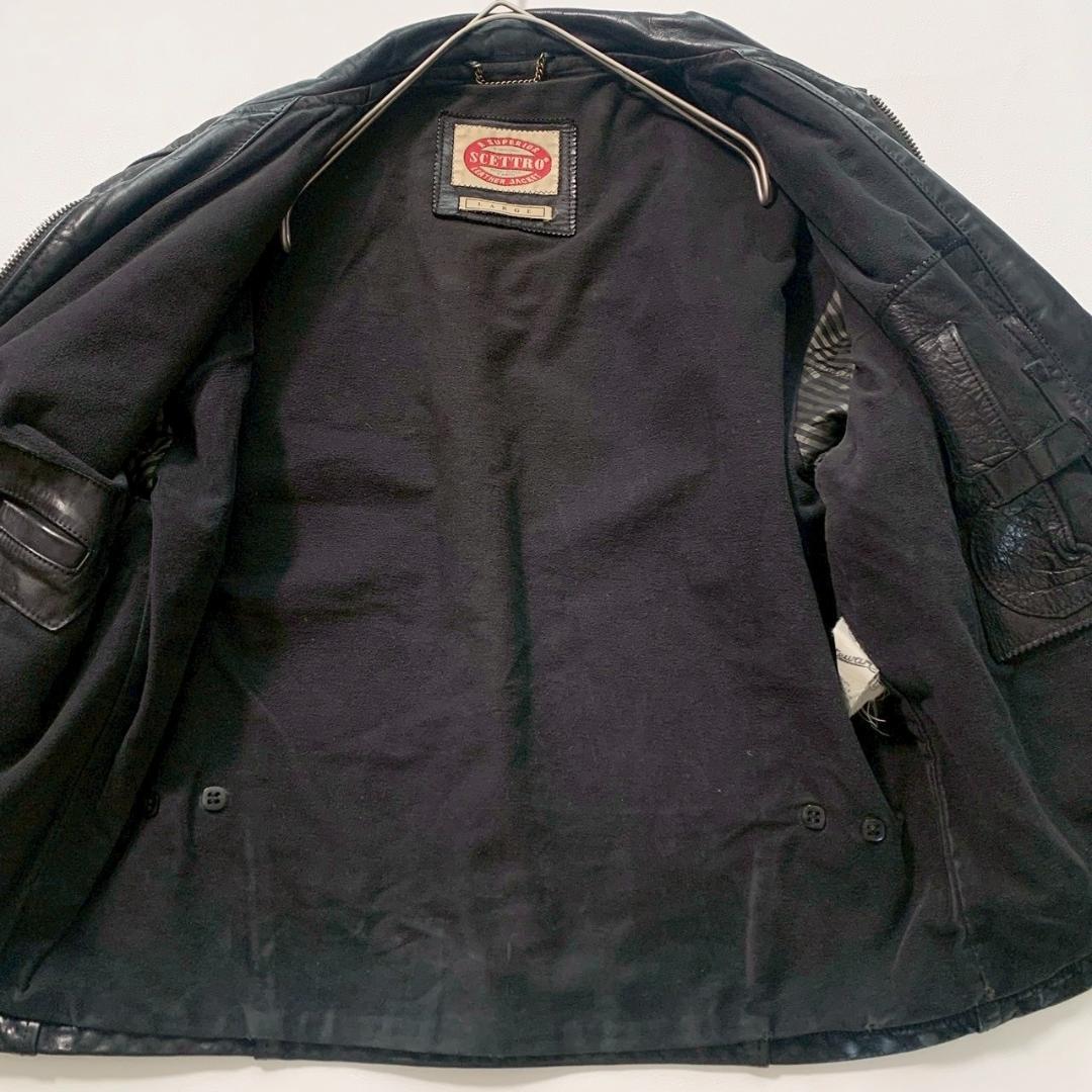 【本革】スチェットロ レザージャケット L ブラック イタリア製 ビッグサイズ