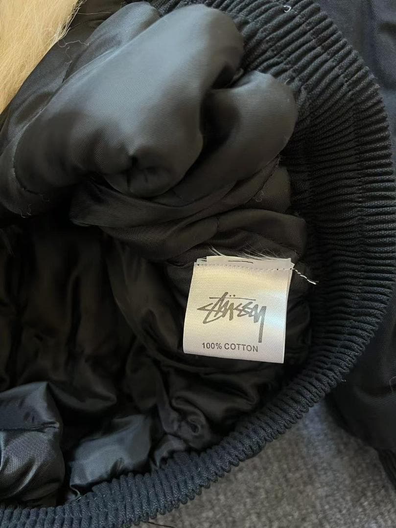 Stussy フードファージャケット ブラック M