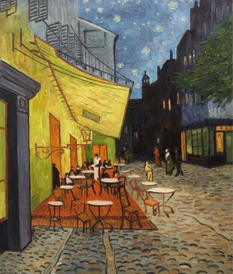 肉筆☆油絵☆F20号『夜のカフェテラス』ゴッホ/模写