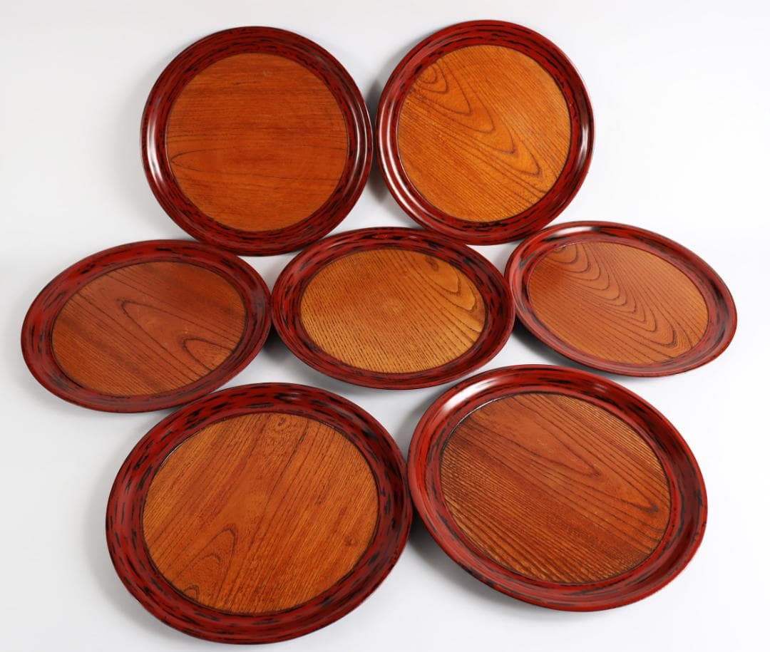 茶道具 日ノ丸盆 丸盆 七枚 煎茶道具