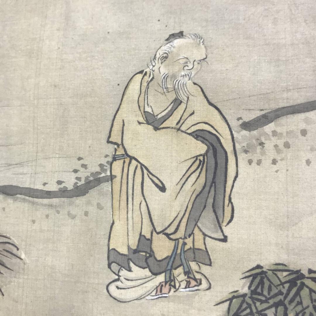 【模写】谷文晁/太公望図/山水図/人物図/横物/掛軸/名家伝来/AD-207