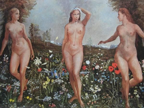 藤田嗣治、優美神、希少画集画、新品額装付