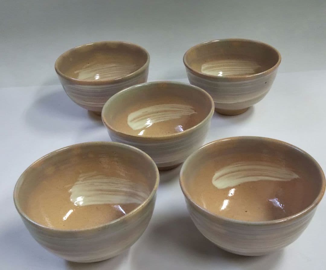 茶道具 茶碗 数茶碗 信楽焼 刷毛目 5客 西尾香舟 新品 A