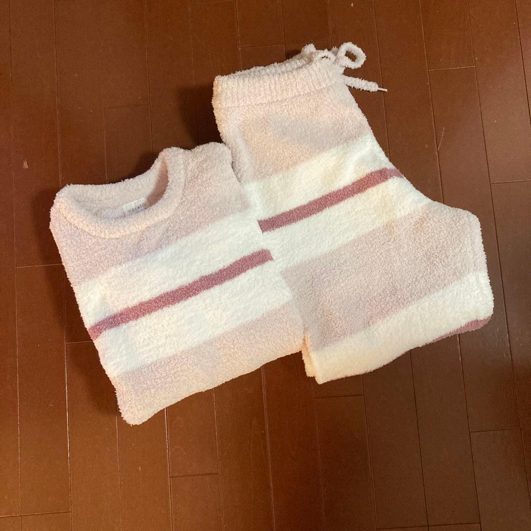1回着用　ジェラピケ　パウダーボーダー　プルオーバー＆ロングパンツ　ピンク