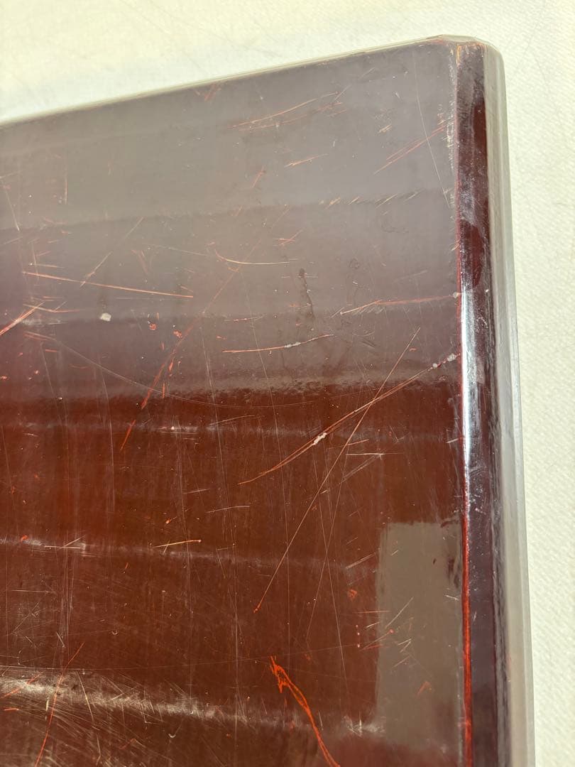 アンティーク　讃岐彫　古い松材のくり貫き角盆(四方盆)5枚セット　②