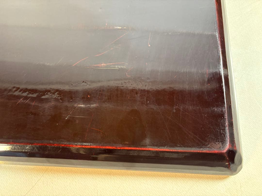 アンティーク　讃岐彫　古い松材のくり貫き角盆(四方盆)5枚セット　②