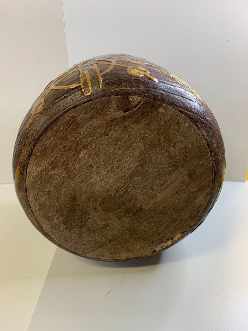 明治時代 伝統工芸品 菊花鳥蒔絵 螺鈿  時代物 古い火鉢