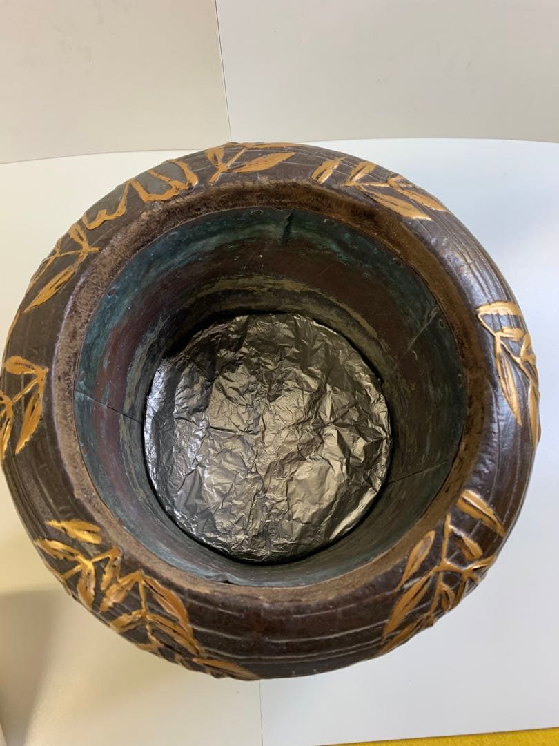 明治時代 伝統工芸品 菊花鳥蒔絵 螺鈿  時代物 古い火鉢