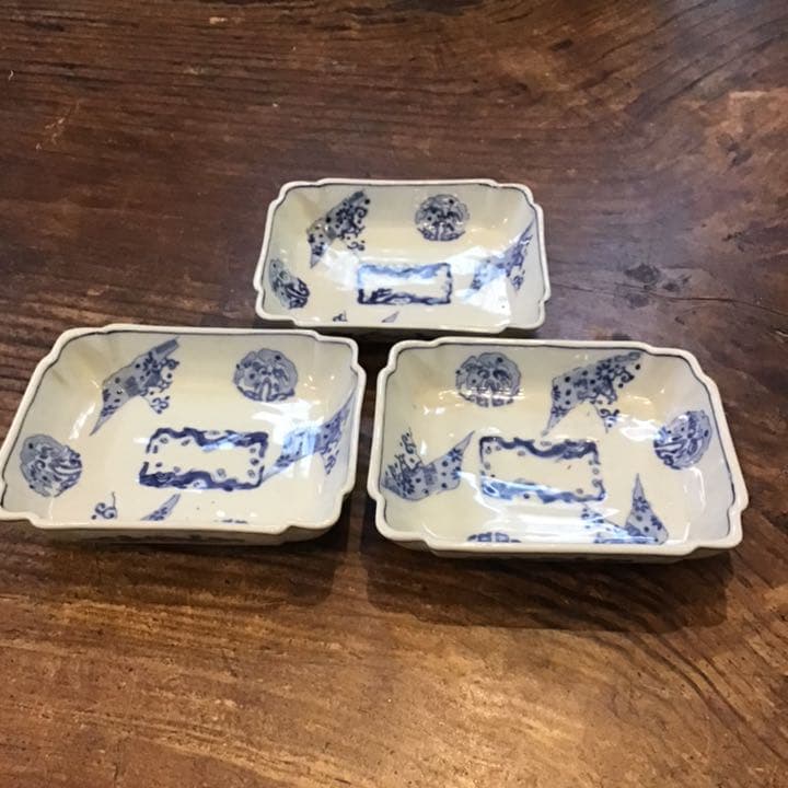 古伊万里　染付文様向付3客