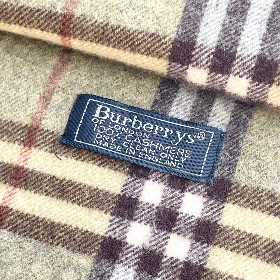 【希少色】Burberrys カシミヤ100% マフラー ノバチェック カーキ
