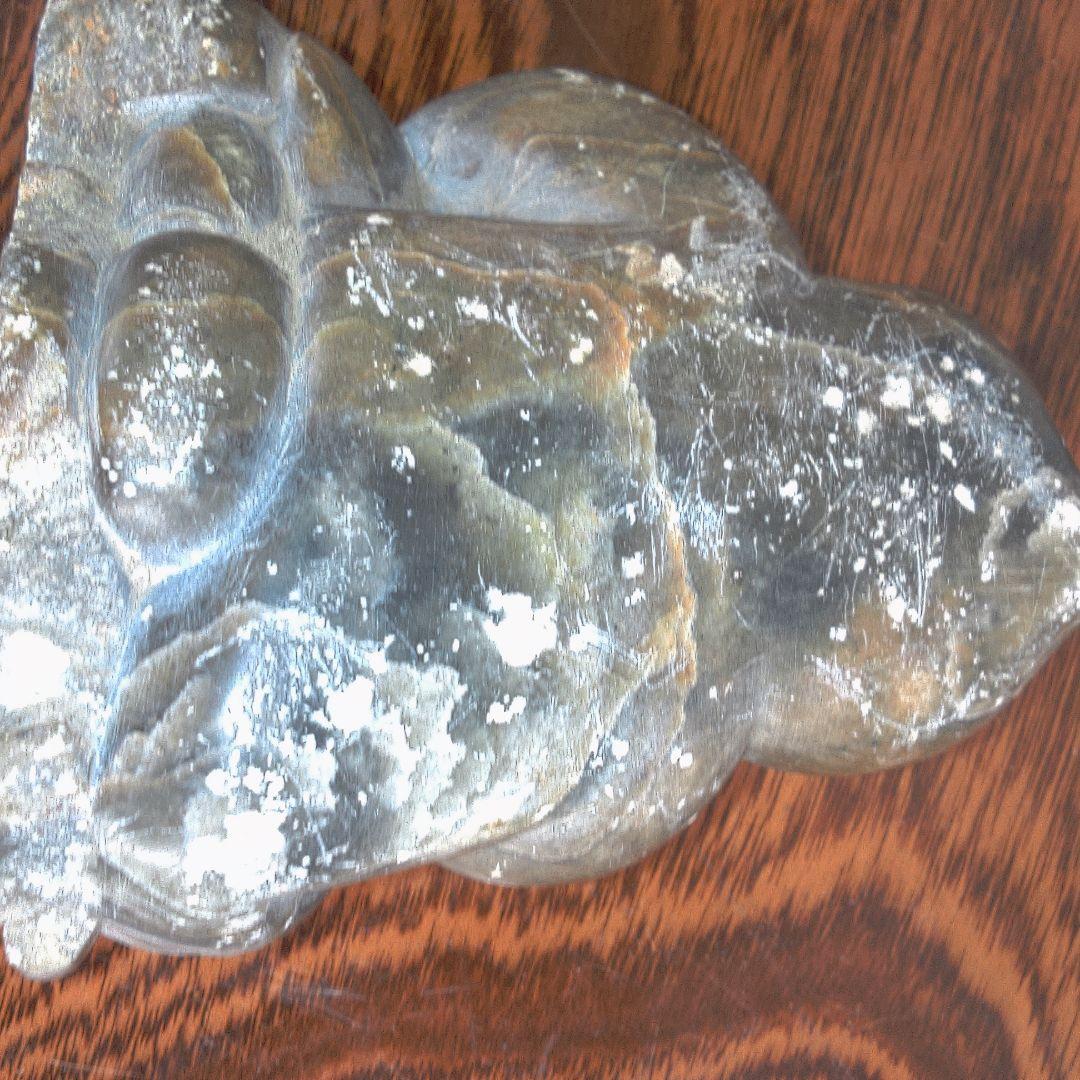 骨董５ イヌイット?黒色石製座仏像