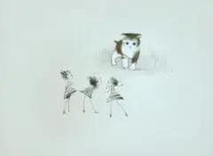 油絵 菅家令子 絵 絵画 インテリア F4-090218 可愛い子猫と女の子たち