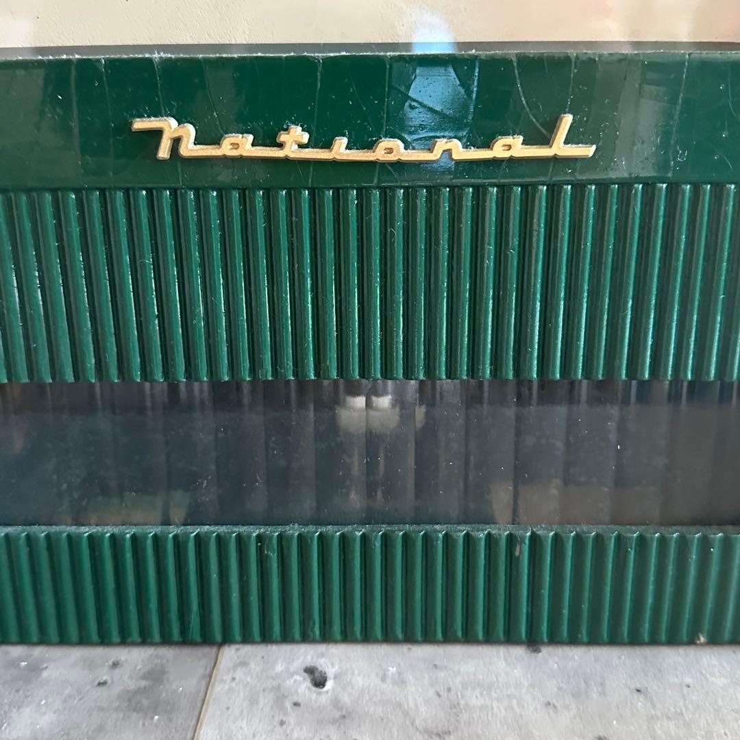 り*ー様 昭和レトロ ナショナル バッテリークロック 振り子時計 グリーン