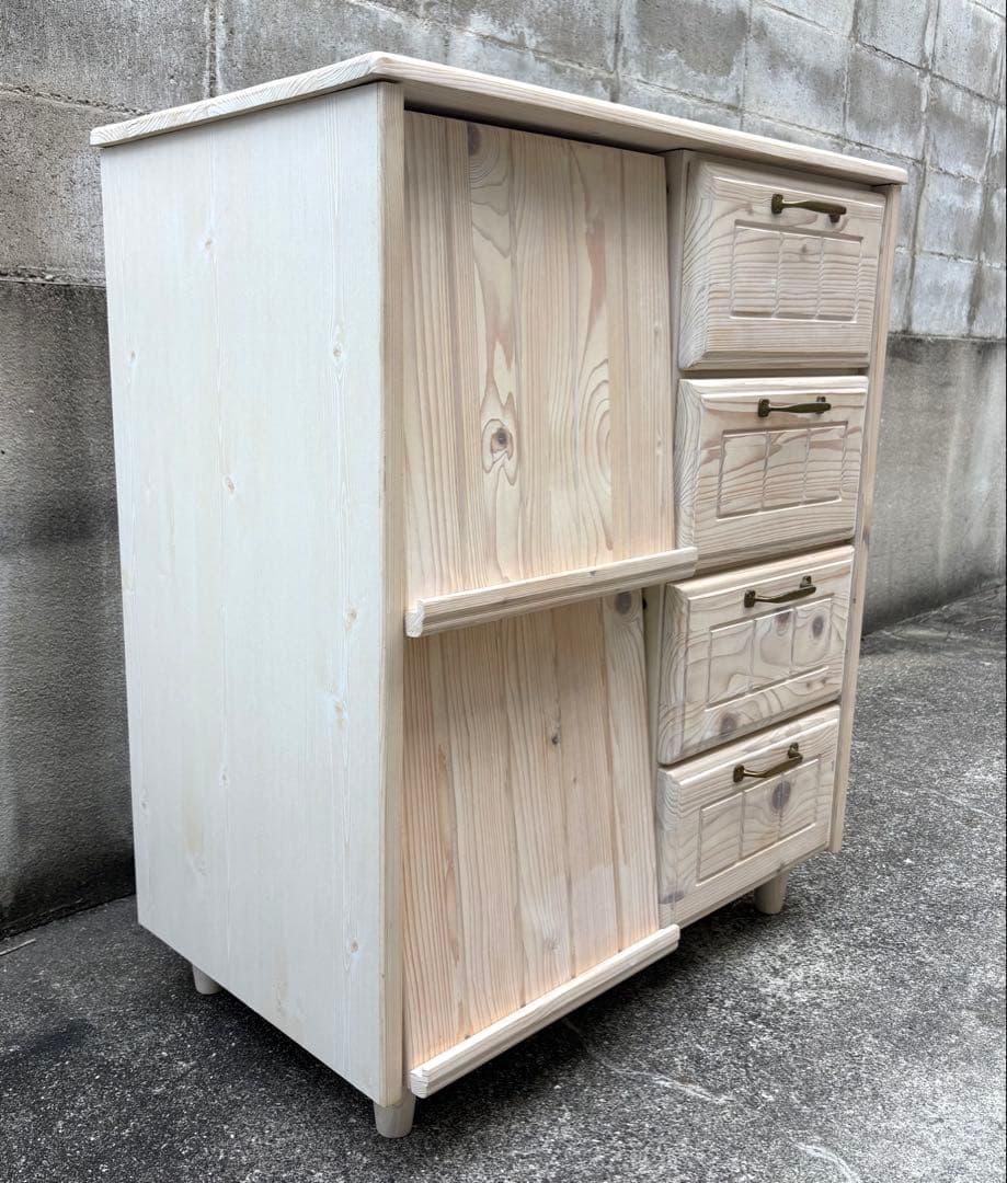 北欧・キャビネット・フラップ 天然木 フレンチ フレンチカントリー 無垢 完成品