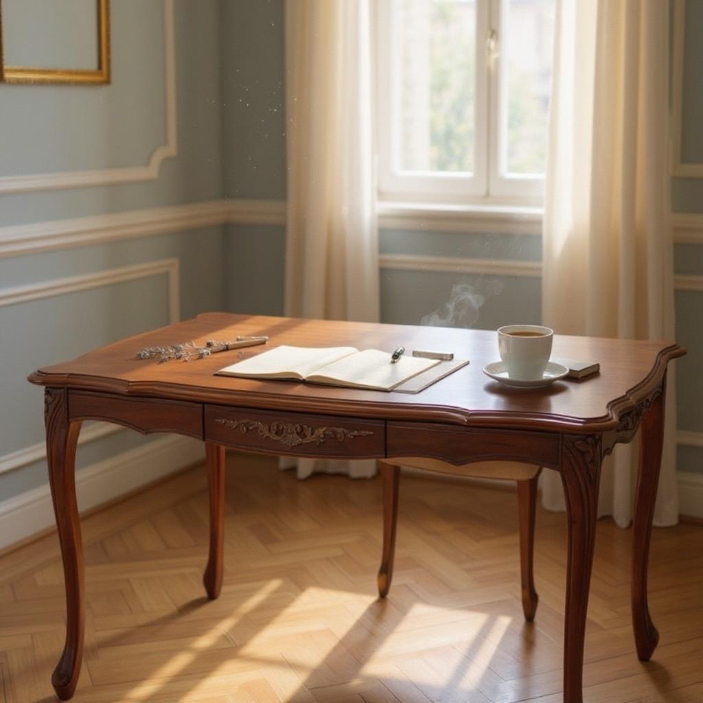 みるく＆はにー　ダイニングテーブル　ワイド135　手彫り