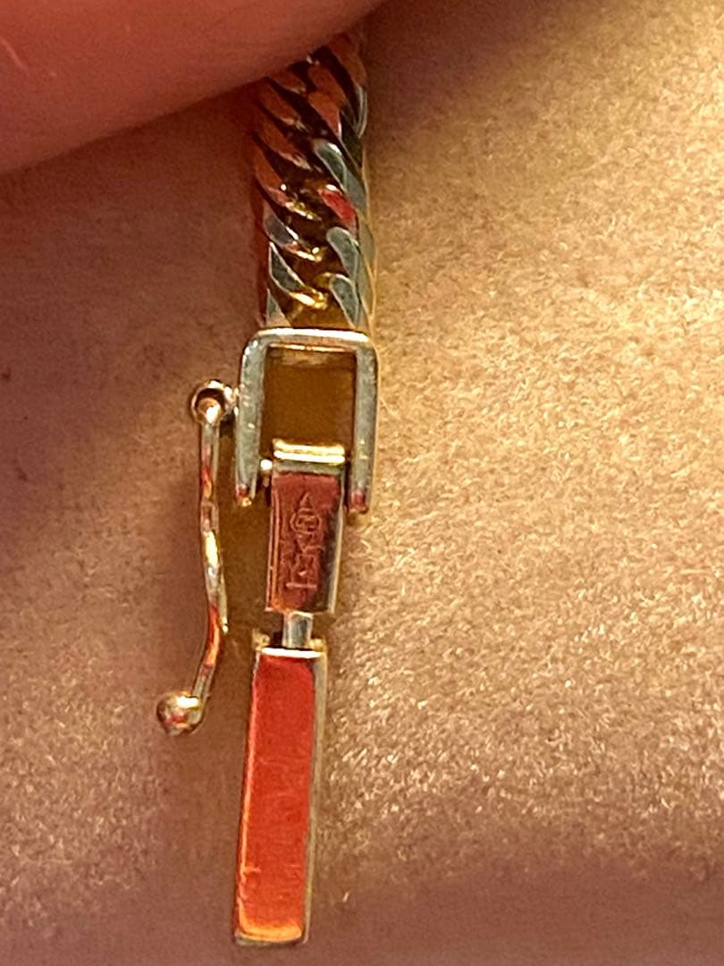 K18 YG 喜平8面トリプル　ハートチャーム付き　ブレスレット