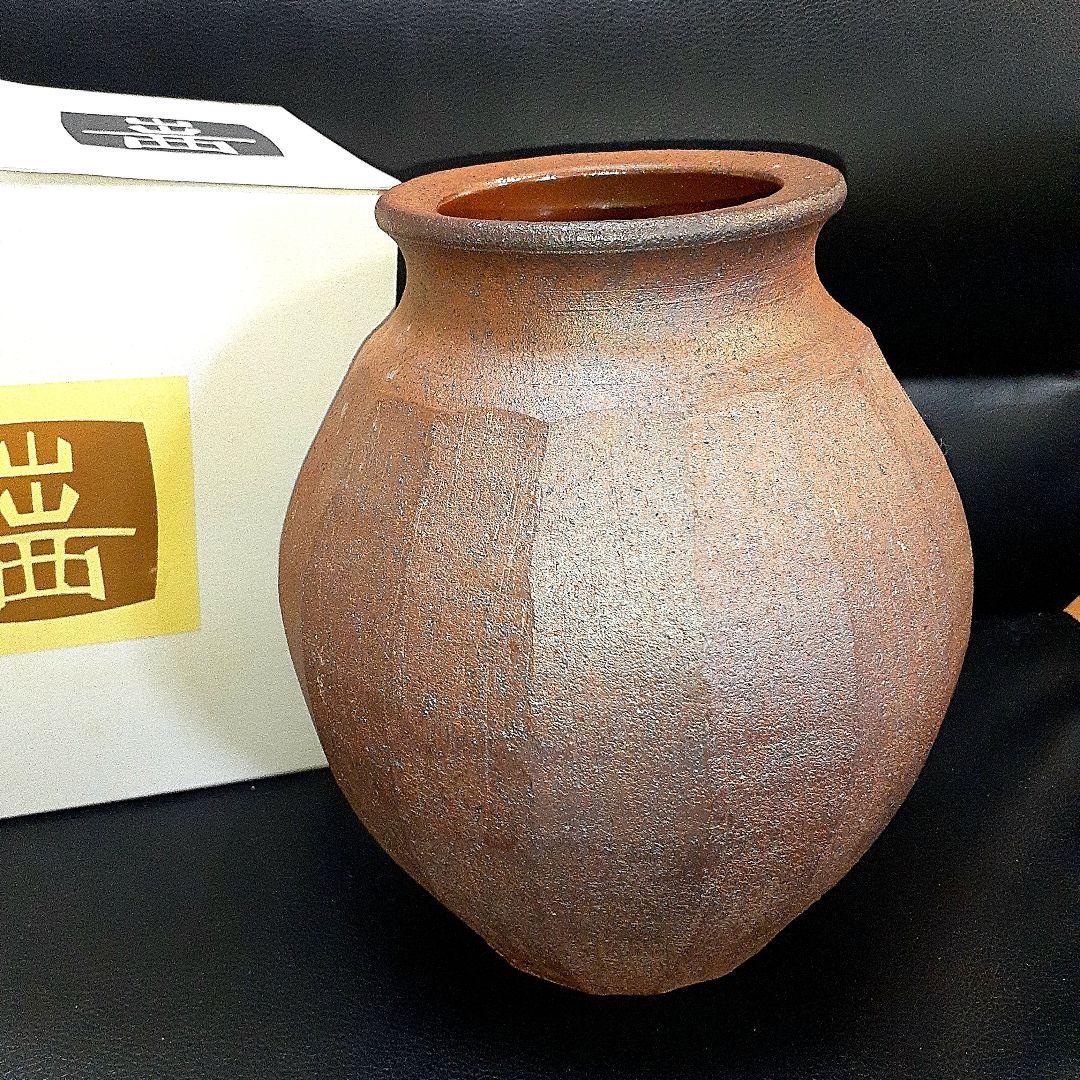 出西窯花瓶　面取り　希少花瓶　新品未使用　茶系　#出西窯 #昭和