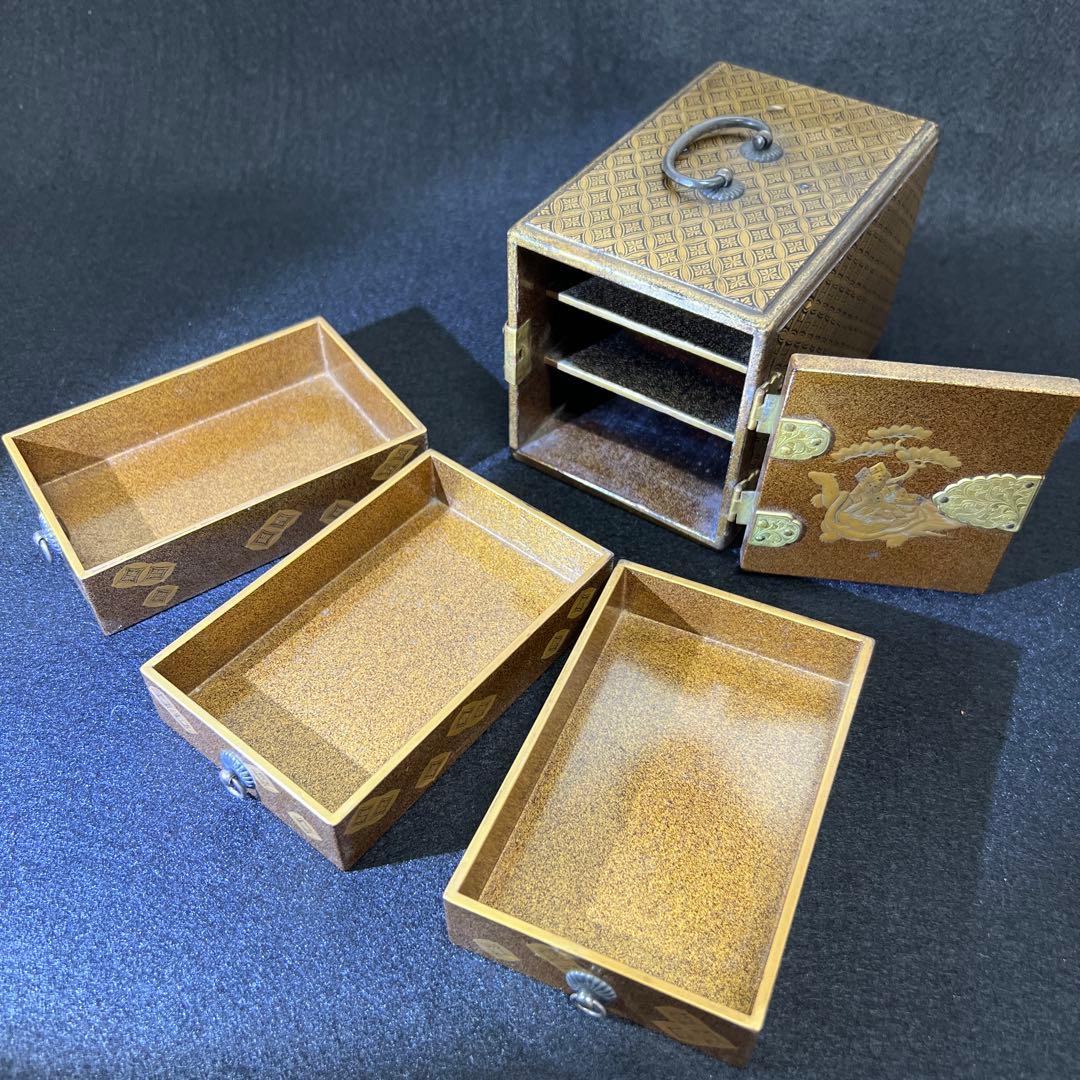 極上蒔絵小箪笥　木箱付　最大長さ約12㎝　東Y8-0105☆2Fチヒエ