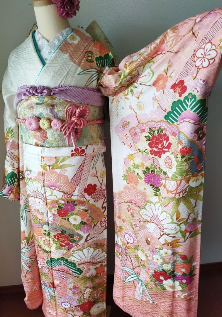 限定セール！1/18(日)まで　433.振袖7点セット 正絹　フルセット　成人式