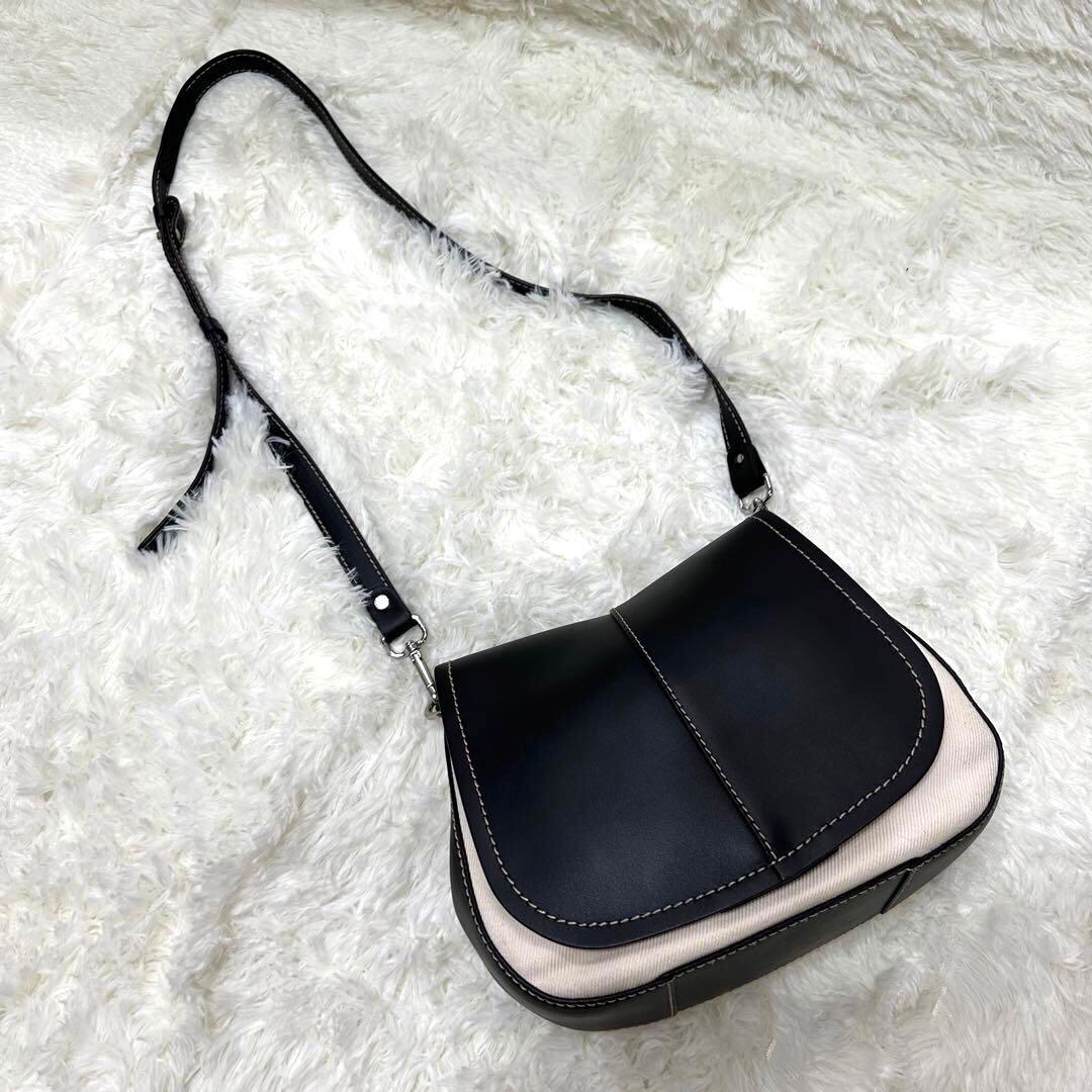 【美品】GIANNI CHIARINI ショルダーバッグ ブラック×ベージュ