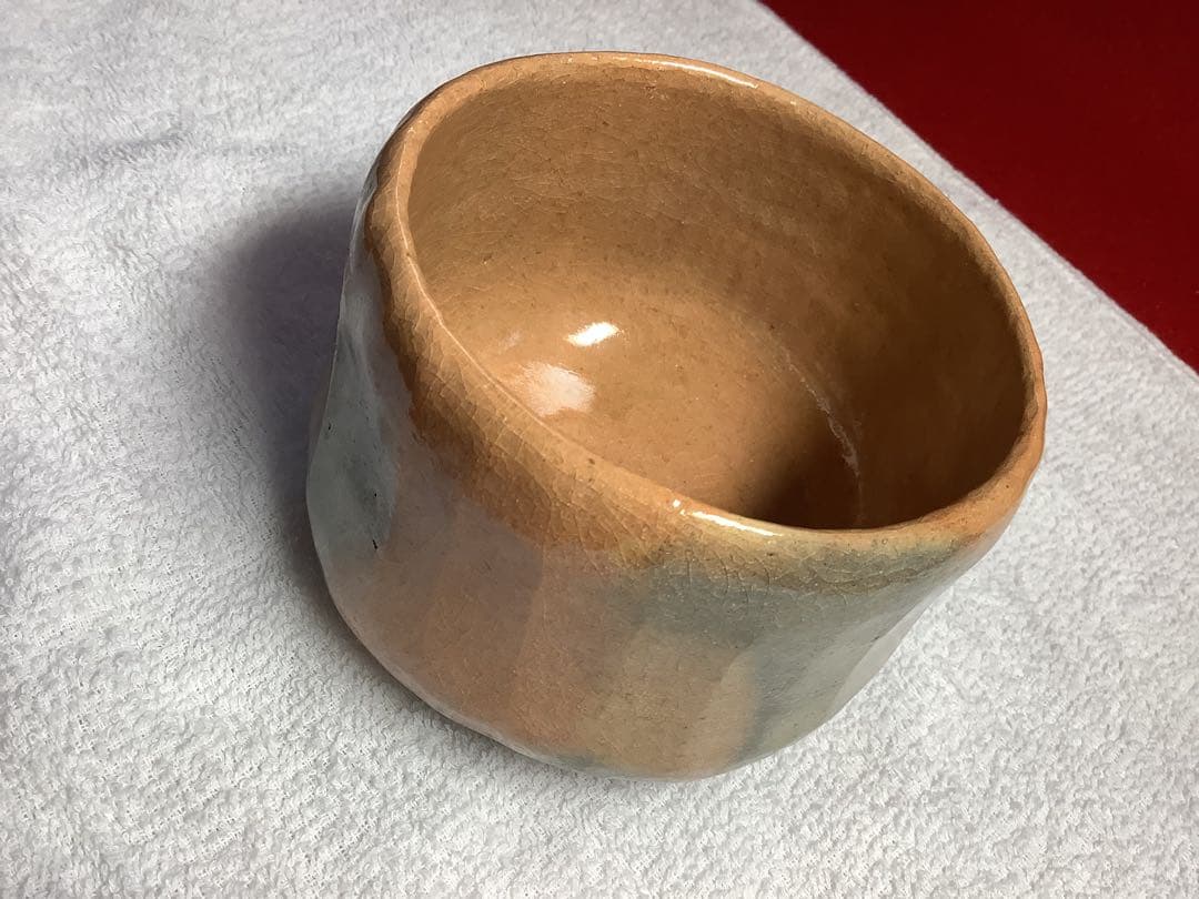 赤楽茶碗　銘：「佳日」佐々木松楽作　素焼　西垣大道師【新品未使用】