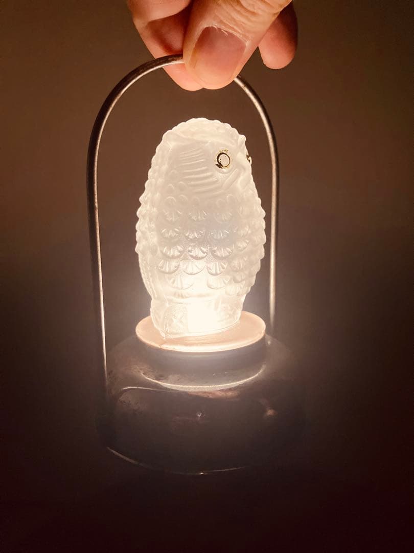 雰囲気抜群！ミミズク型豆ランプ◇豆ランタン◇アンティークランプ◇ビンテージランプ