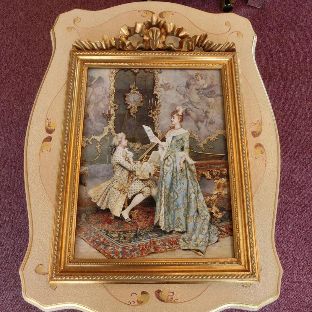 ロココ調　貴族の額絵　レッスン　アンティークゴールド　アクリルセット