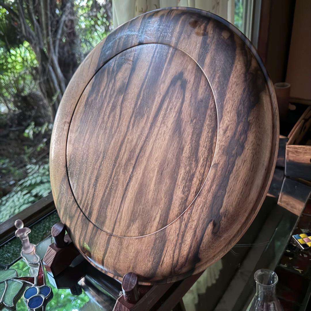 感謝お嫁入り‼️KUROGAKI孔雀杢なめらか白❌黒黒柿孔雀杢大盆