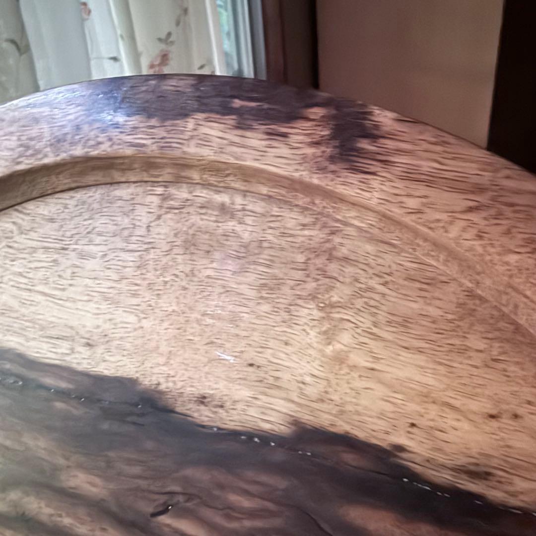 感謝お嫁入り‼️KUROGAKI孔雀杢なめらか白❌黒黒柿孔雀杢大盆