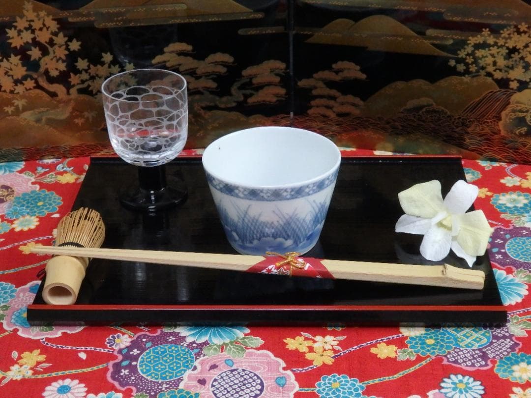 古伊万里　染付　雪輪に葦の図　蕎麦猪口　E760AS-CYl