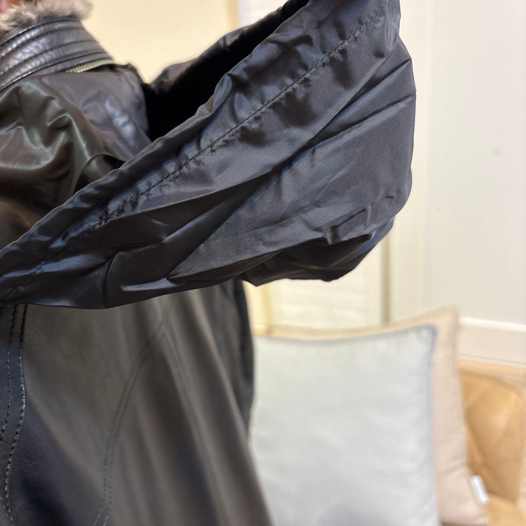 バーバリーブラックレーベル レザージャケット 中綿 ラビットファー Ｌサイズ